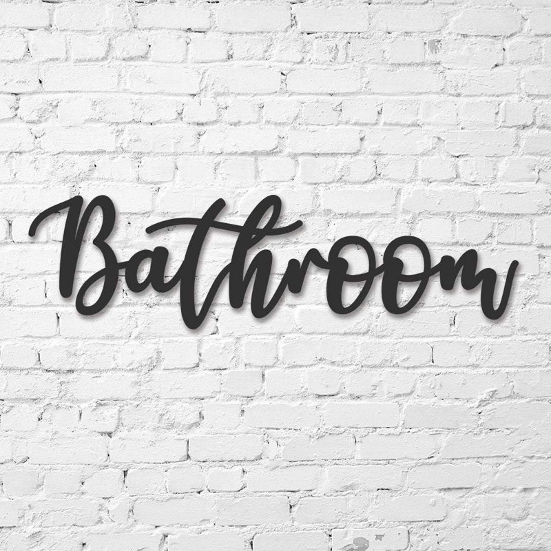 Winston Porter Cursive Bathroom Sign Wall Décor & Reviews Wayfair
